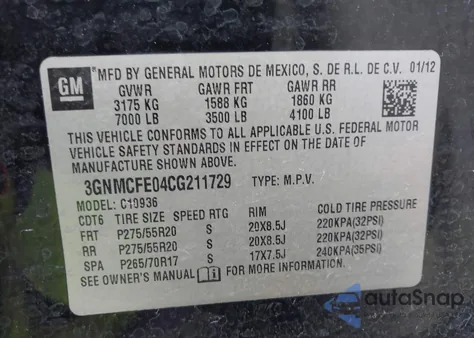 2012 Chevrolet Avalanche 1500 Lt1 from USA, damaged, VIN 3GNMCFE04CG211729